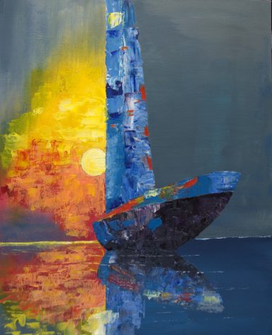 Dark Sunset, still water