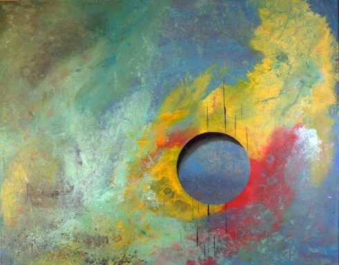 Abstract blu green red yellow