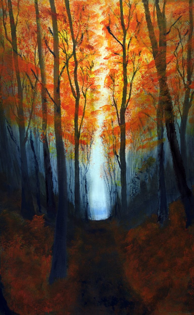 Forest path in autumn