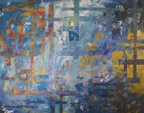 Abstract gold blue deep red