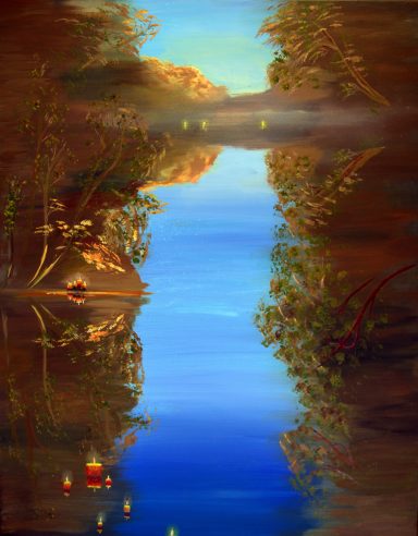 Reflection water candles