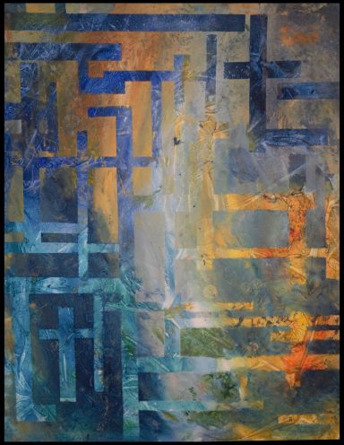 Abstract teal blue gold